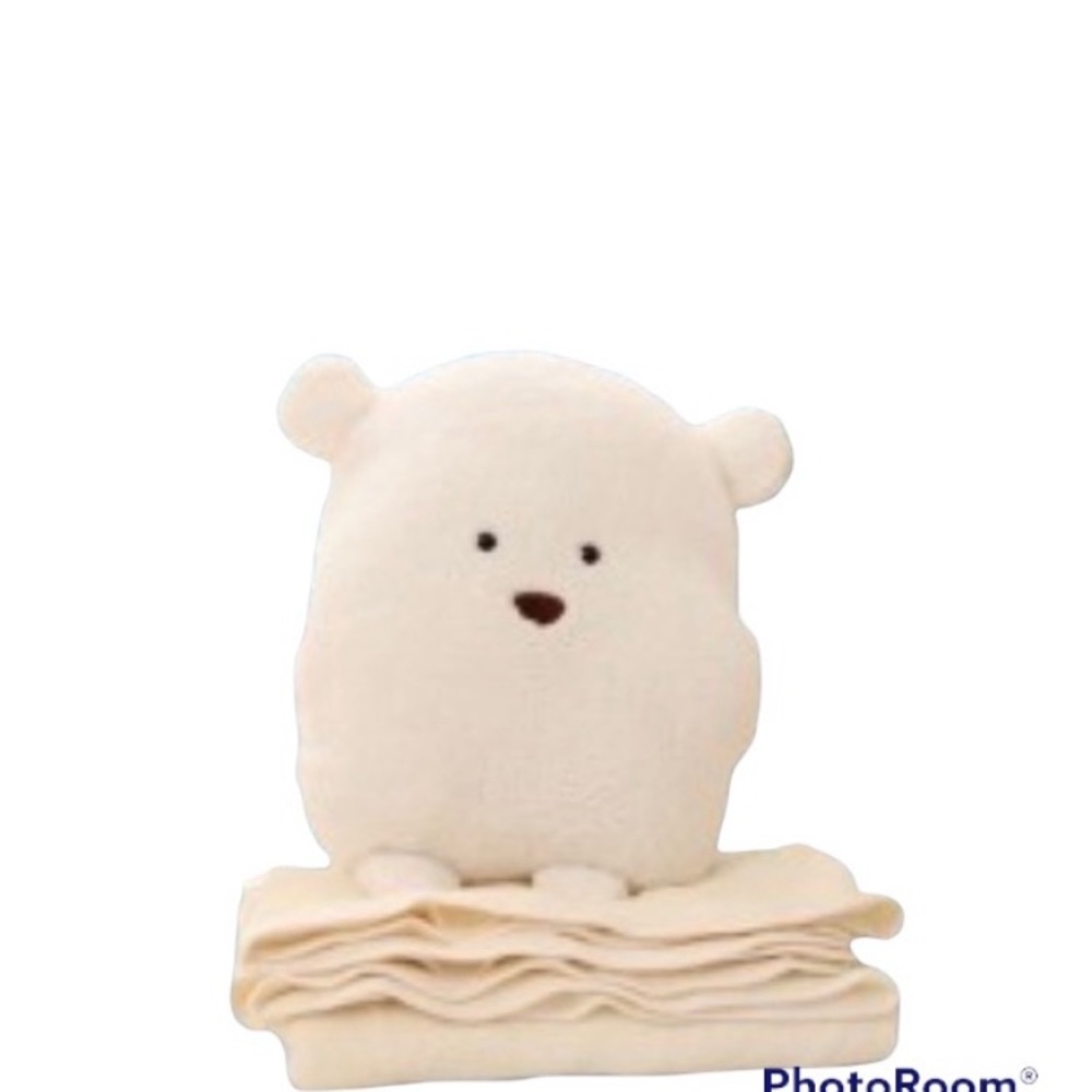 🧸SUPER Kawaii from Japan White Bear Plush(13in) & Blanket (33.5x65in) inside